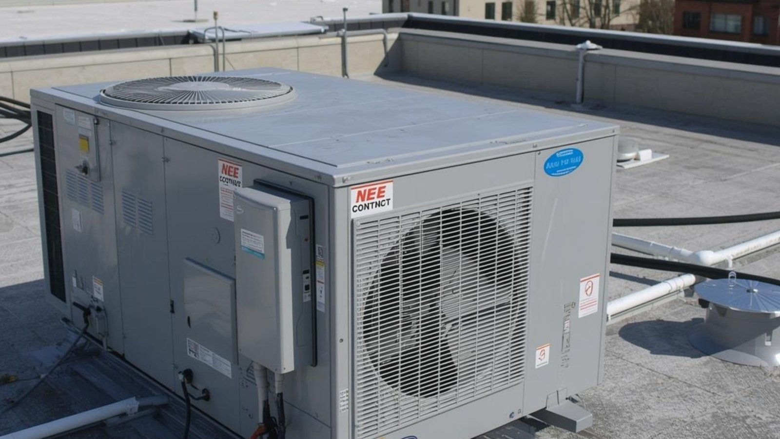 Commercial HVAC repair on rooftop unit
